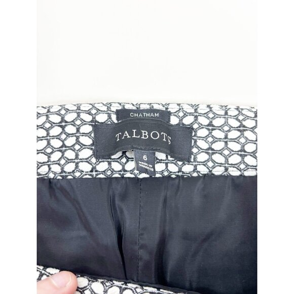 Talbots Chatham Sz 6 (Actual 32x28) Geometric Slit Ankle Stretch Zip Side Pants - Picture 2 of 14